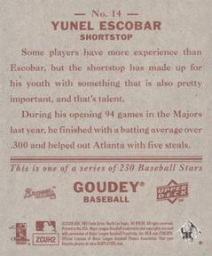 2008 Upper Deck Goudey - Mini Red Backs #14 Yunel Escobar Back