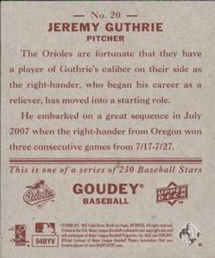 2008 Upper Deck Goudey - Mini Red Backs #20 Jeremy Guthrie Back