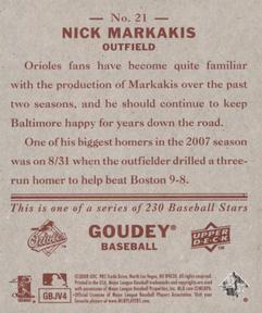 2008 Upper Deck Goudey - Mini Red Backs #21 Nick Markakis Back