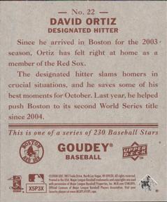 2008 Upper Deck Goudey - Mini Red Backs #22 David Ortiz Back
