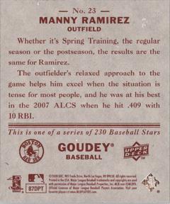 2008 Upper Deck Goudey - Mini Red Backs #23 Manny Ramirez Back