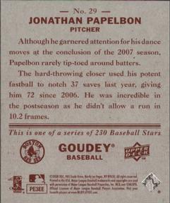 2008 Upper Deck Goudey - Mini Red Backs #29 Jonathan Papelbon Back