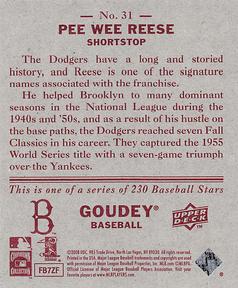2008 Upper Deck Goudey - Mini Red Backs #31 Pee Wee Reese Back