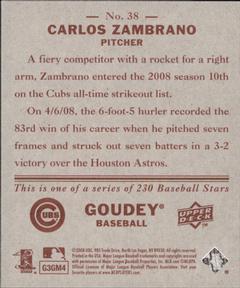 2008 Upper Deck Goudey - Mini Red Backs #38 Carlos Zambrano Back