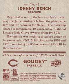2008 Upper Deck Goudey - Mini Red Backs #47 Johnny Bench Back