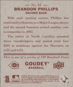 2008 Upper Deck Goudey - Mini Red Backs #52 Brandon Phillips Back