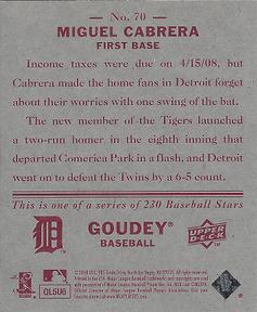2008 Upper Deck Goudey - Mini Red Backs #70 Miguel Cabrera Back