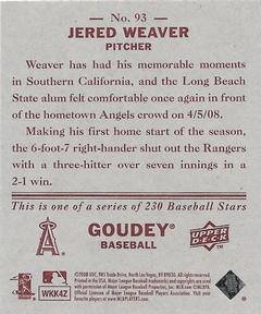 2008 Upper Deck Goudey - Mini Red Backs #93 Jered Weaver Back