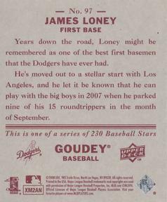 2008 Upper Deck Goudey - Mini Red Backs #97 James Loney Back