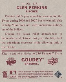 2008 Upper Deck Goudey - Mini Red Backs #113 Glen Perkins Back