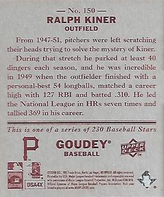 2008 Upper Deck Goudey - Mini Red Backs #150 Ralph Kiner Back