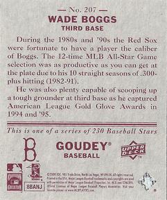 2008 Upper Deck Goudey - Mini Red Backs #207 Wade Boggs Back