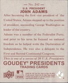 2008 Upper Deck Goudey - Mini Red Backs #242 John Adams Back