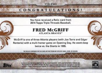2014 Topps Triple Threads - Relics Sepia #TTR-FM3 Fred McGriff Back