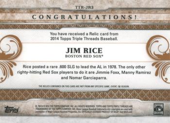 2014 Topps Triple Threads - Relics Sepia #TTR-JR3 Jim Rice Back