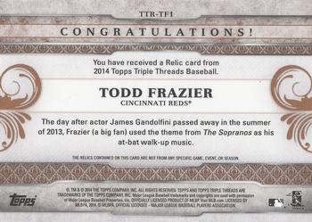 2014 Topps Triple Threads - Relics Sepia #TTR-TF1 Todd Frazier Back