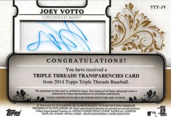 2014 Topps Triple Threads - Transparencies Relic Autographs #TTT-JV Joey Votto Back