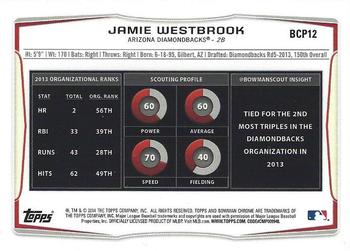 2014 Bowman Chrome - Prospects #BCP12 Jamie Westbrook Back