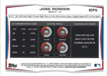 2014 Bowman Chrome - Prospects #BCP15 Jose Rondon Back