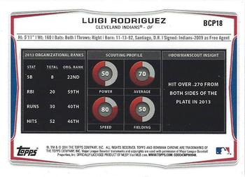 2014 Bowman Chrome - Prospects #BCP18 Luigi Rodriguez Back