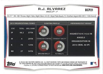 2014 Bowman Chrome - Prospects #BCP21 R.J. Alvarez Back