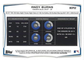 2014 Bowman Chrome - Prospects #BCP22 Andy Burns Back
