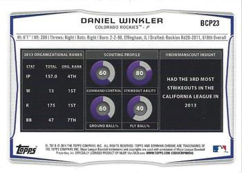 2014 Bowman Chrome - Prospects #BCP23 Daniel Winkler Back