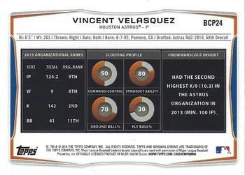 2014 Bowman Chrome - Prospects #BCP24 Vincent Velasquez Back