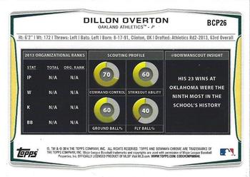 2014 Bowman Chrome - Prospects #BCP26 Dillon Overton Back