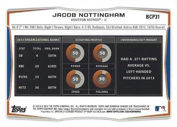 2014 Bowman Chrome - Prospects #BCP31 Jacob Nottingham Back