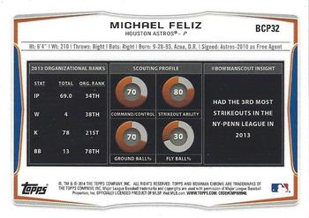 2014 Bowman Chrome - Prospects #BCP32 Michael Feliz Back