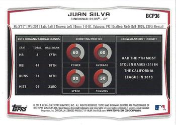2014 Bowman Chrome - Prospects #BCP36 Juan Silva Back
