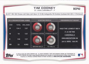 2014 Bowman Chrome - Prospects #BCP42 Tim Cooney Back