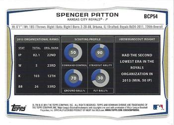 2014 Bowman Chrome - Prospects #BCP54 Spencer Patton Back