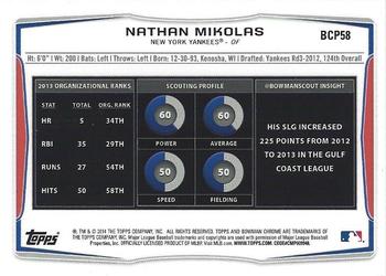 2014 Bowman Chrome - Prospects #BCP58 Nathan Mikolas Back