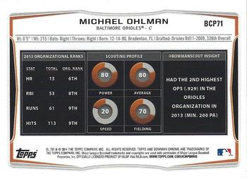 2014 Bowman Chrome - Prospects #BCP71 Michael Ohlman Back
