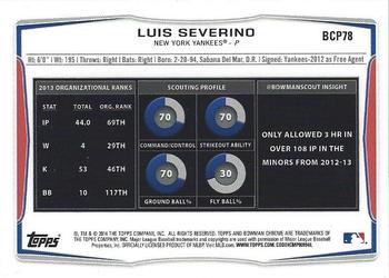 2014 Bowman Chrome - Prospects #BCP78 Luis Severino Back