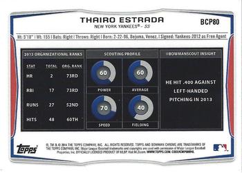 2014 Bowman Chrome - Prospects #BCP80 Thairo Estrada Back