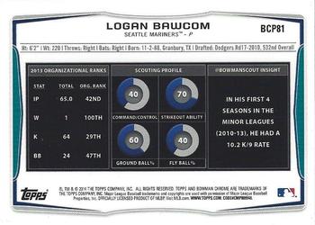 2014 Bowman Chrome - Prospects #BCP81 Logan Bawcom Back