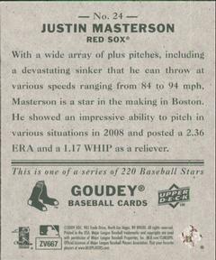 2009 Upper Deck Goudey - Mini Green Back #24 Justin Masterson Back