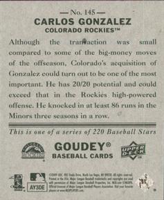 2009 Upper Deck Goudey - Mini Green Back #145 Carlos Gonzalez Back