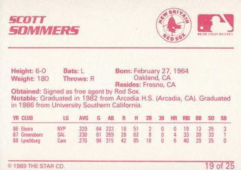 1989 Star New Britain Red Sox - Platinum #19 Scott Sommers Back