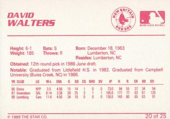 1989 Star New Britain Red Sox - Platinum #20 David Walters Back