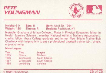 1989 Star New Britain Red Sox - Platinum #25 Pete Youngman Back