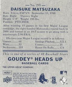 2009 Upper Deck Goudey - Mini Navy Blue Back #295 Daisuke Matsuzaka Back