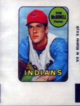 1969 Topps - Decals #NNO Sam McDowell Front