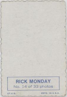 1969 Topps - Deckle #14 Rick Monday  Back