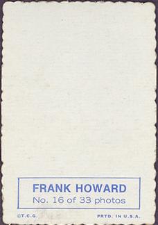 1969 Topps - Deckle #16 Frank Howard   Back