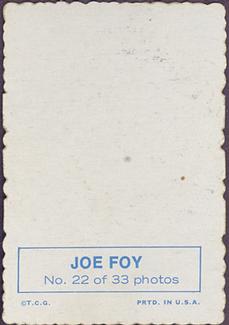 1969 Topps - Deckle #22 Joe Foy   Back