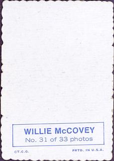 1969 Topps - Deckle #31 Willie McCovey   Back